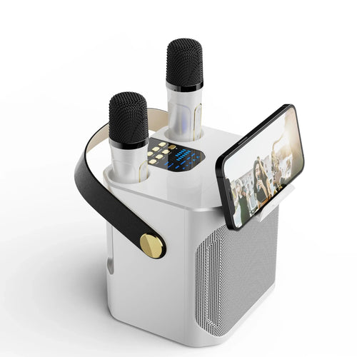 Skanto | Karaoke Bluetooth Høyttaler | 360° Surround Sound, Dual Mikrofoner & Bærbar for Fester og Utendørs Samlinger