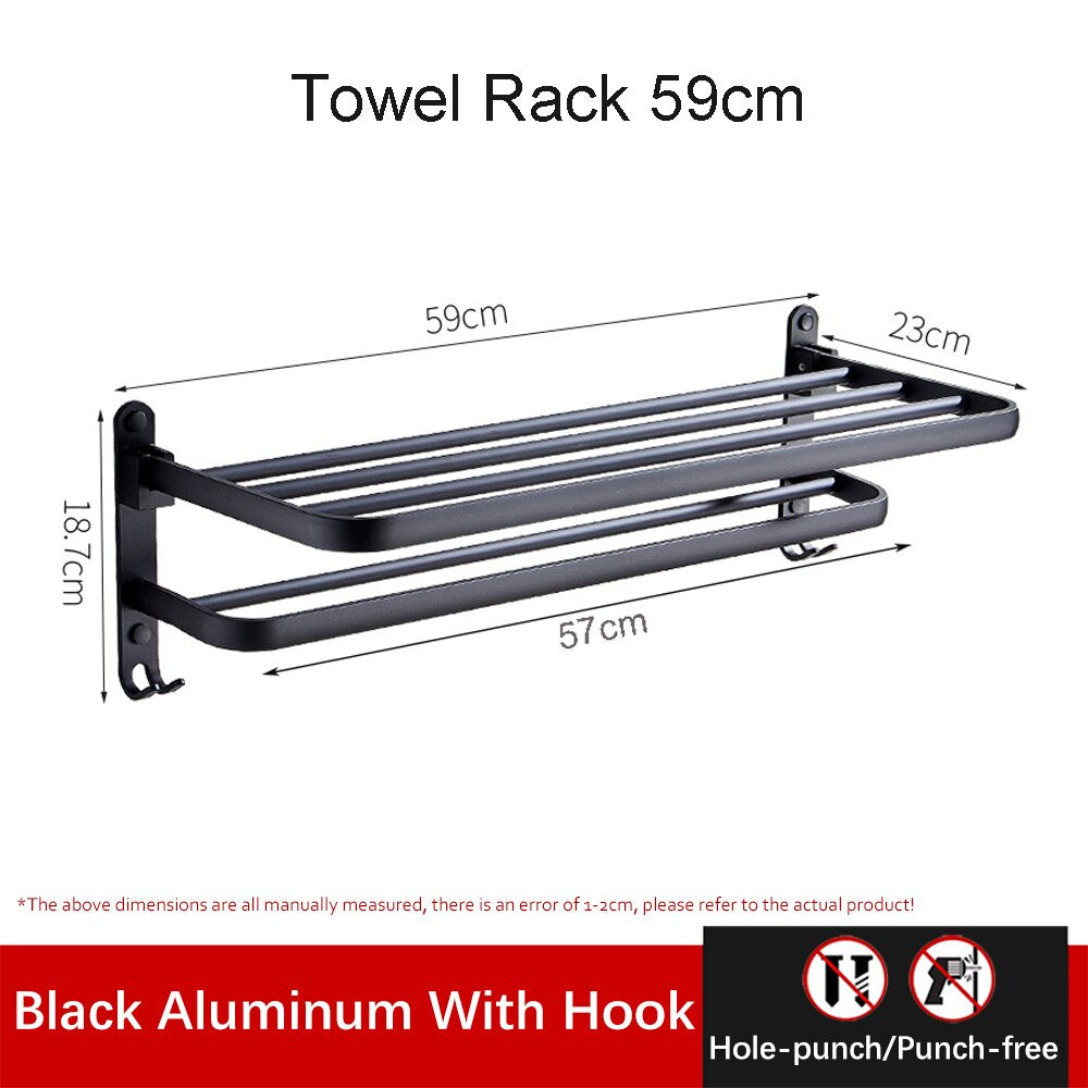 Skanto | Enkel Organizer Bad Aluminium Sammenleggbar Håndklestativ
