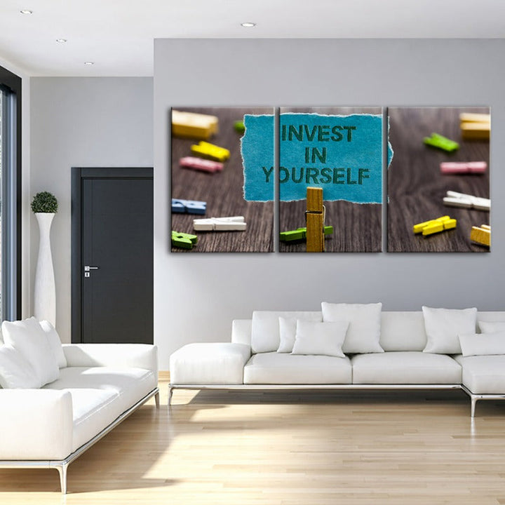 Invester i deg selv - Canvas veggkunst maleri 3 deler