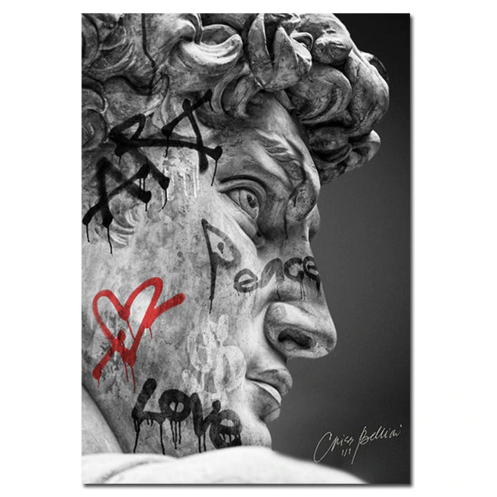 David Head Skulptur Graffiti - Lerret Veggkunst Maleri