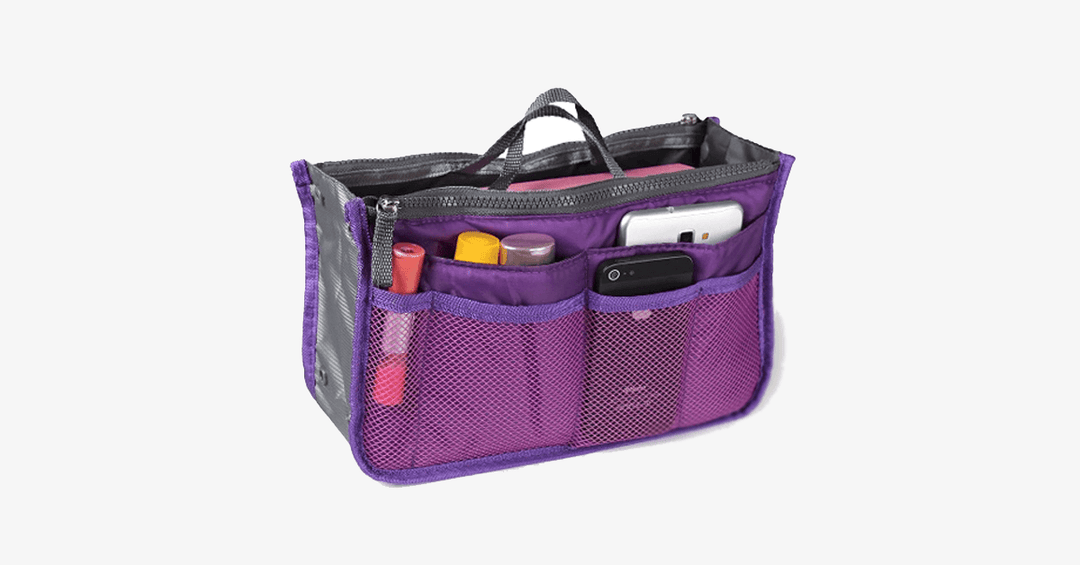Skanto | Slim Bag-in-Bag - Laget av bomull og polyester - Bærbar og liten størrelse - Flere glidelåslommer - Passer i kofferten din - Fargevariasjoner