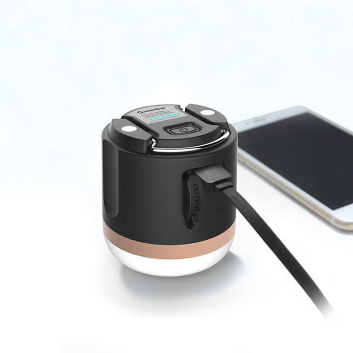 Skanto | Bærbar LED Campinglampe med Power Bank – Oppladbar, USB-tilkobling, for utendørs bruk og nødsituasjoner