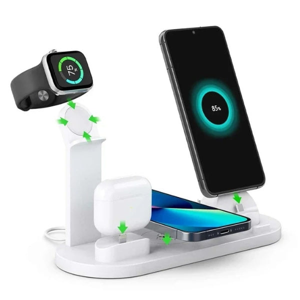 Skanto | 7-i-1 Trådløs Lade Stasjon med MagSafe & CryoBoost – Rask & Effektiv Lading for iPhone, Apple Watch, og Mer