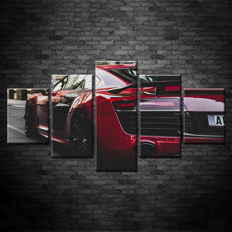 5 Pcs - Red Classic - Canvas Wall Art Painting | Skanto