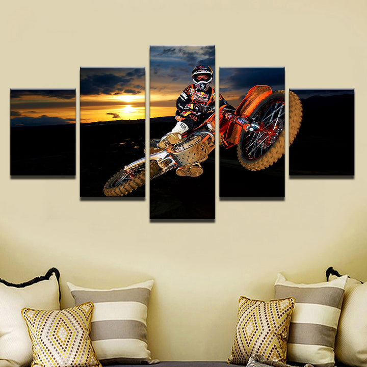 Motorbike Soaring 5 deler - lerret veggkunst maleri