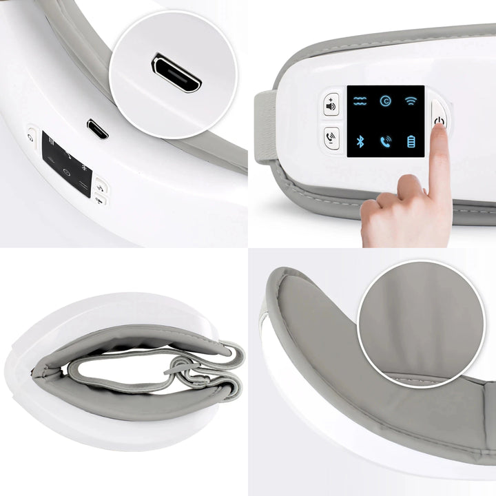 Vistella | 4D Smart Eye Massager - Lufttrykk - Vibrasjon - Varmebehandling for Øyetretthet - Søvnforbedring Skanto