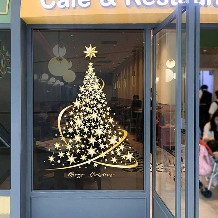 Skanto | Gyldne juletre vindusdekorasjoner klistremerker for glass