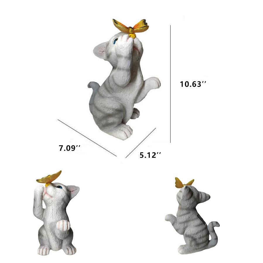 Skanto | SolarPurr Hagebelysning | LED Katt Figur med Sommerfugl | Soldrevet | Værbestandig | Utendørs Dekorasjon