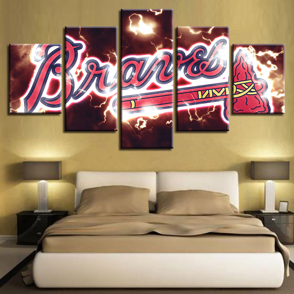 Dynamisk Braves-logo 5-delt - lerret veggkunst maling