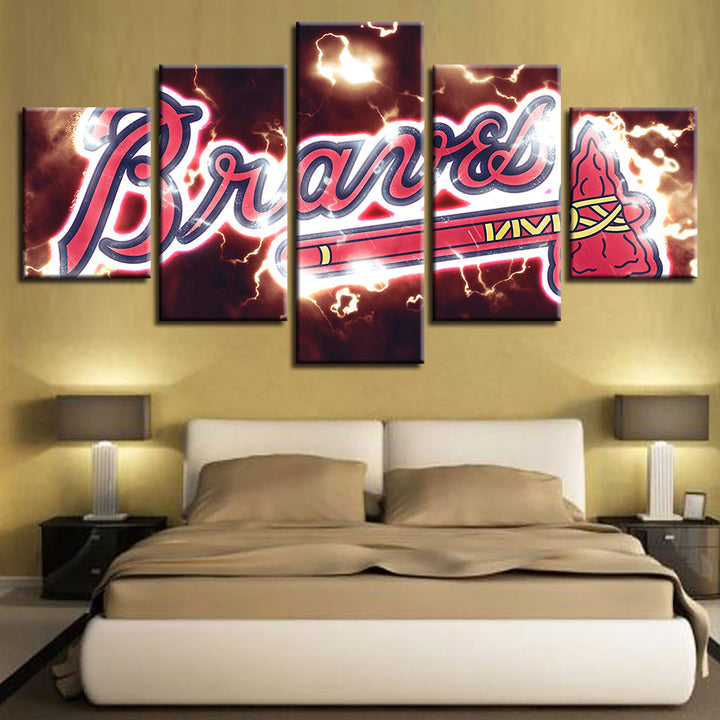 Dynamisk Braves-logo 5-delt - lerret veggkunst maling