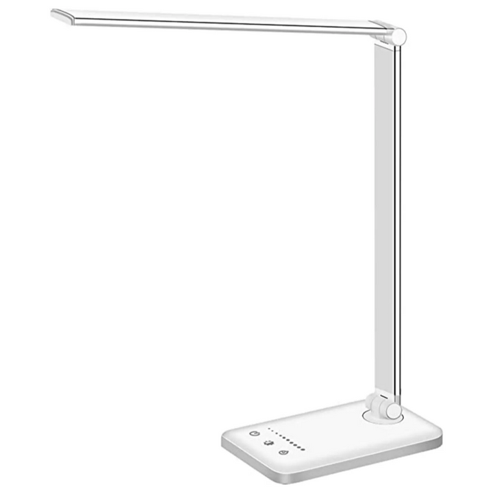 LED bordlampe med USB-ladeport - 5 lysinnstillinger og dimbar lysstyrke for skrivebord og lesing | Skanto