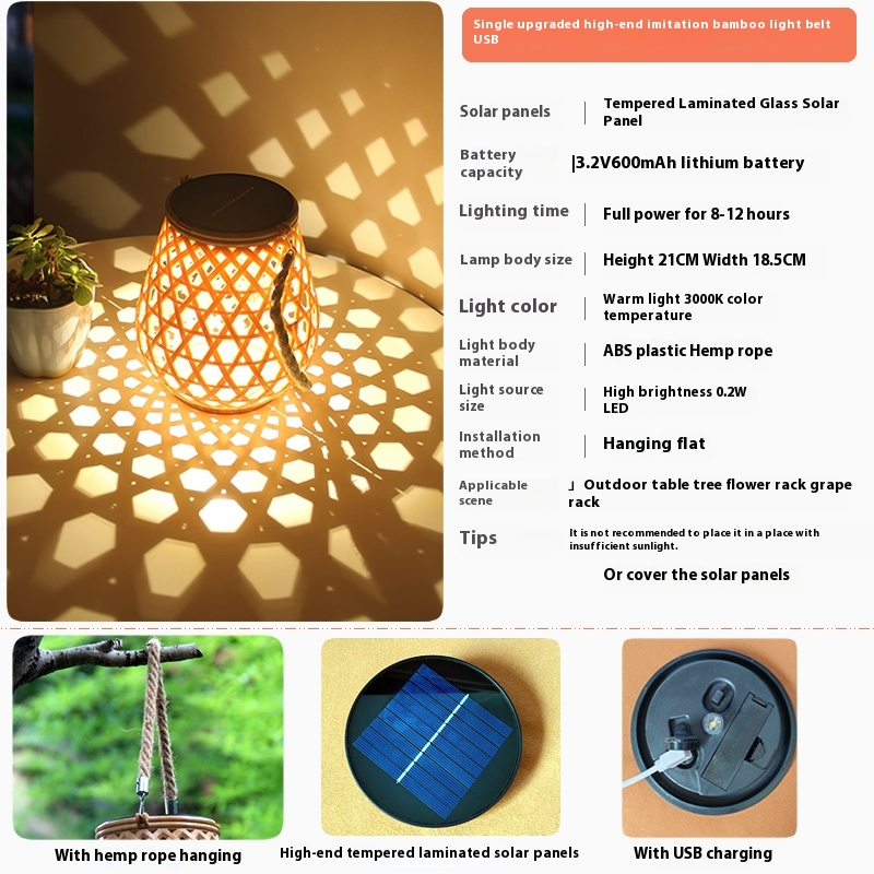 Skanto | Solr LED Rattanlampe – Stor utendørs belysning i oval design for hage og terrasse