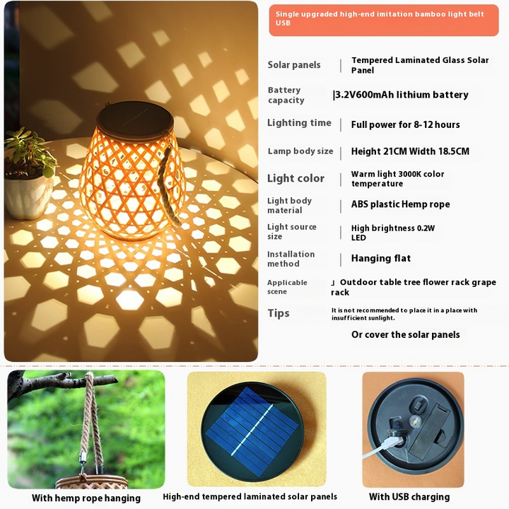 Skanto | Solr LED Rattanlampe – Stor utendørs belysning i oval design for hage og terrasse