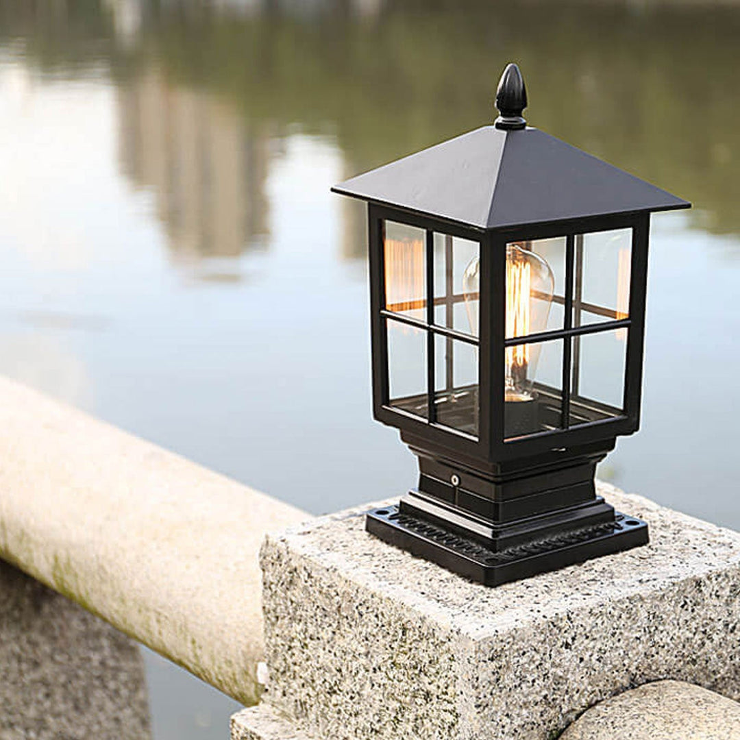 Europeisk utendørs søylelanterne vanntett rustfri 1-lykt patio-lampe | Skanto