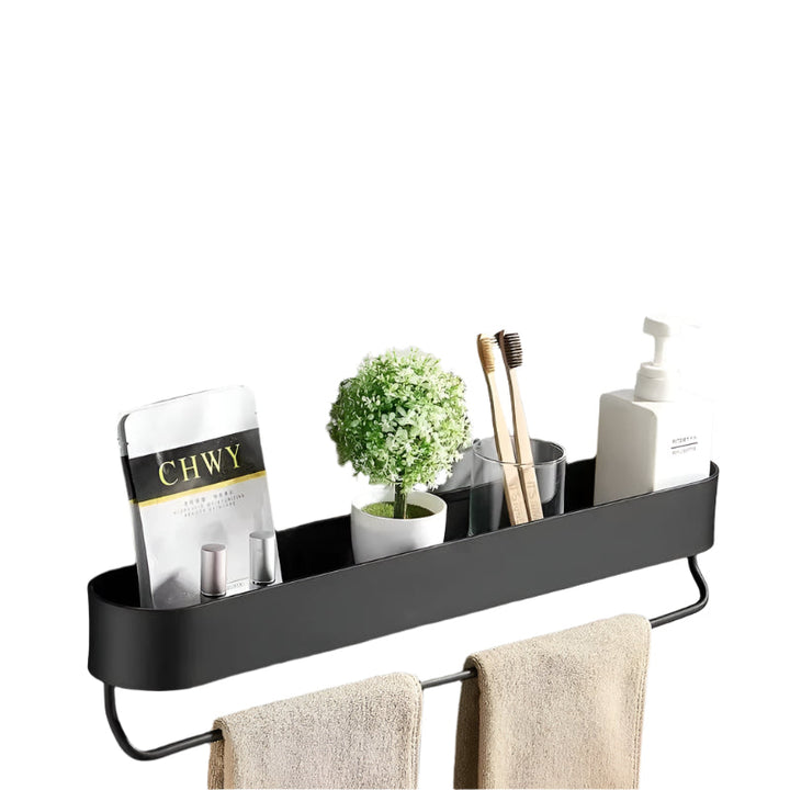 Elegant baderomshylle med håndkleholder Skanto