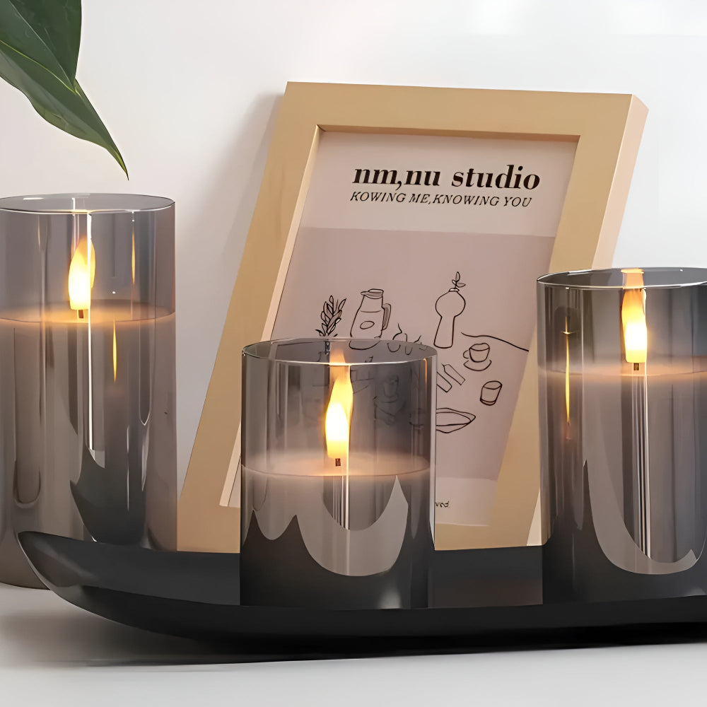 3D Flicker Flammeløs Lys Sett | Skanto