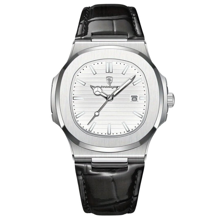 Herren-Armbanduhr aus Edelstahl mit Quarzwerk und Datumsanzeige