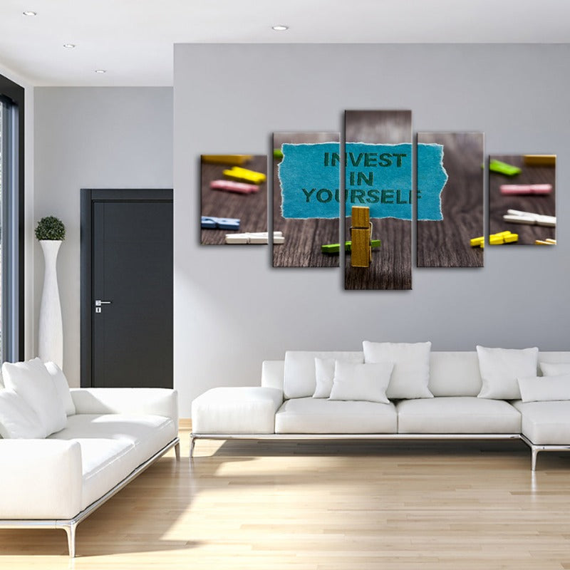 5 Piece Invest in Yourself - Canvas Wall Art Painting | Skanto