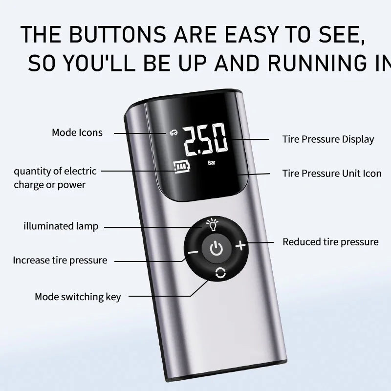 Skanto | Mini Trådløs Automatisk Bil Dekk Luftkompressor Pumpe