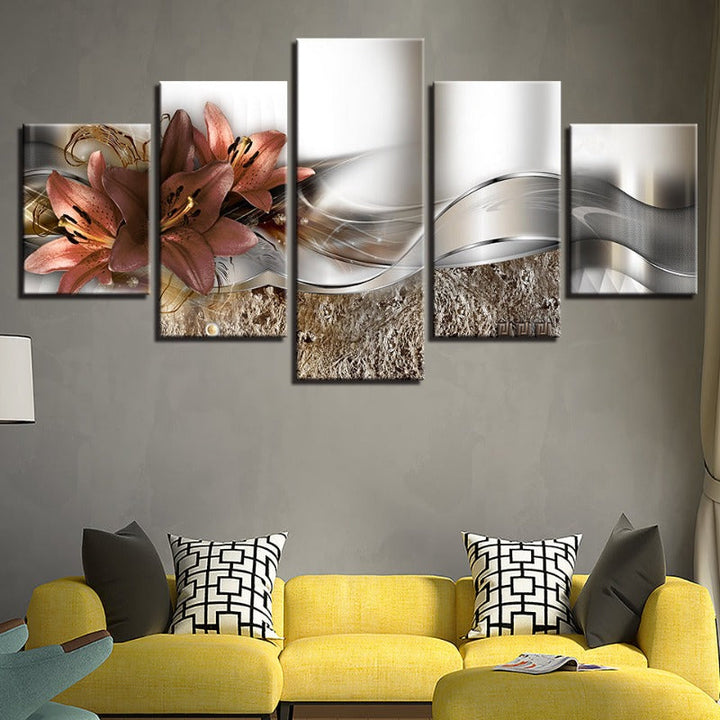 5 Piece Pink Undertone Tulips - Canvas Wall Art Painting | Skanto