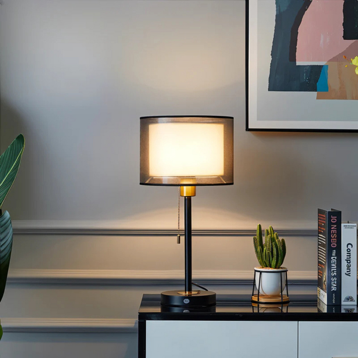 Skanto | Bordlampe med Dobbel Stofskjerm