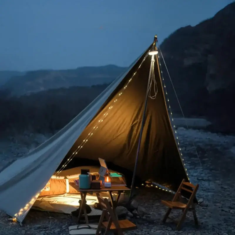 Skanto | 4 i 1 Camp Light – Bærbar campinglanterne, lyskilder med 8 lysmoduser, oppladbart power bank for utendørs eventyr
