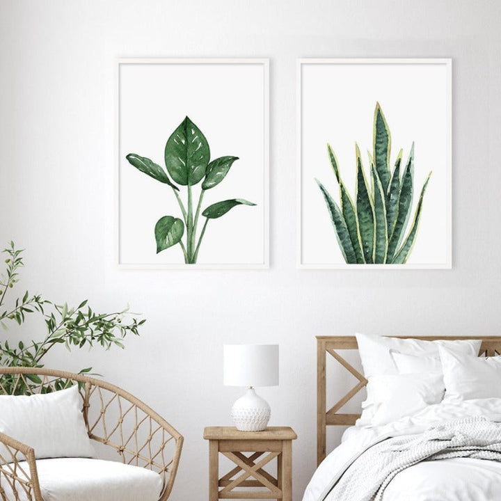 Grønn Blad Tropisk Botanisk Akvarell Plakat