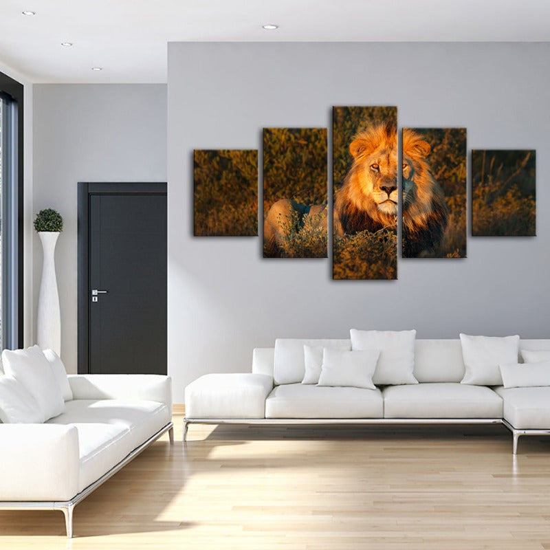 5 Pcs Divine Sunset Lion - Canvas Wall Art Painting | Skanto