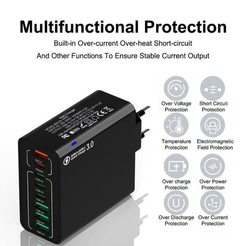 Skanto | 8 i 1 vanntett port USB hurtiglader