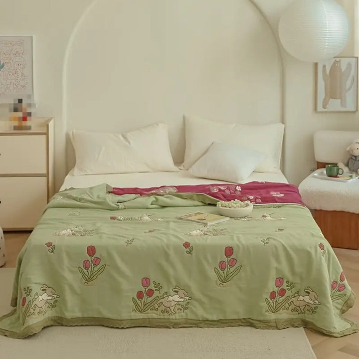 Skanto | Bestemt Kanin Blomster Bomull Teppe