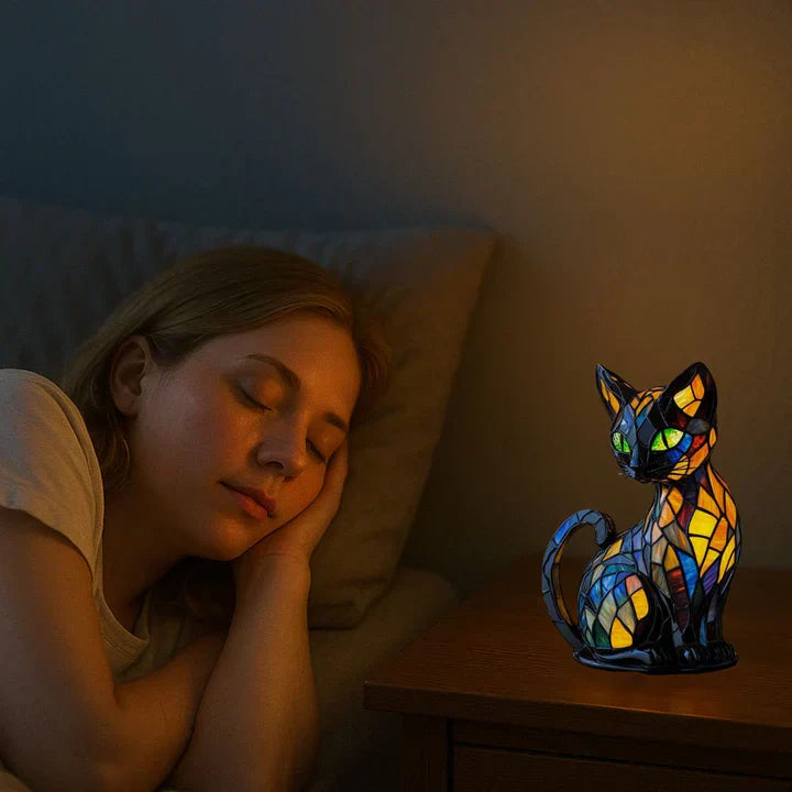 Handgefertigte, Leuchtende Katzenlampe von Lumikat – Stimmungslicht und Geschenkidee