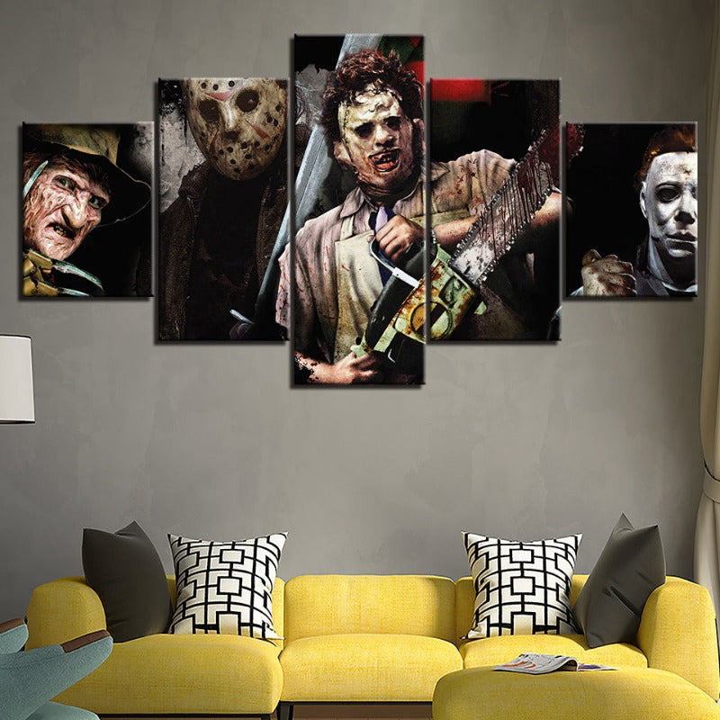 5 Piece Iconic Monster and Killer - Canvas Wall Art Painting | Skanto