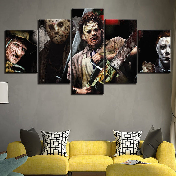 5 Piece Iconic Monster and Killer - Canvas Wall Art Painting | Skanto