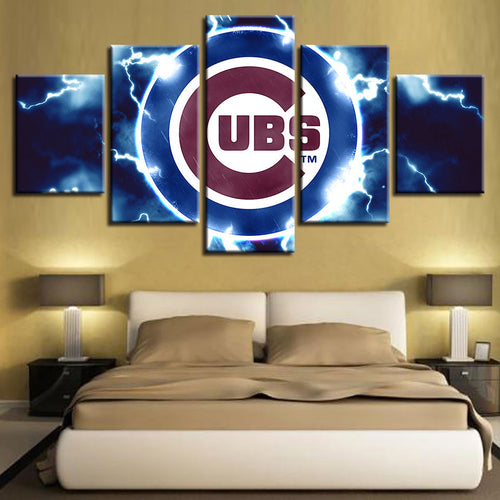 Charged Chicago Cubs 5 deler-lerret veggkunst maleri | Skanto