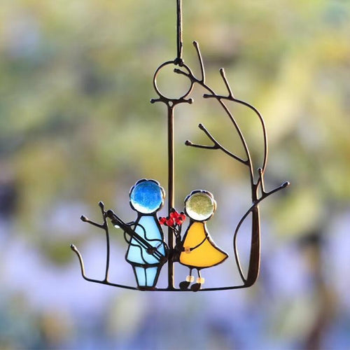 Solfanger, vindusoppheng, blyglass art