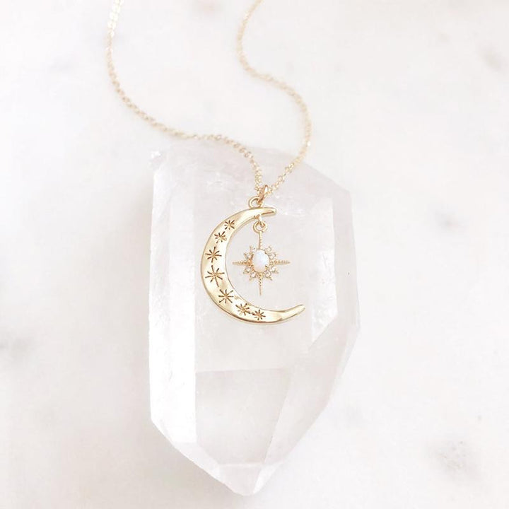 Moon & Sun Croissant Necklace | Skanto