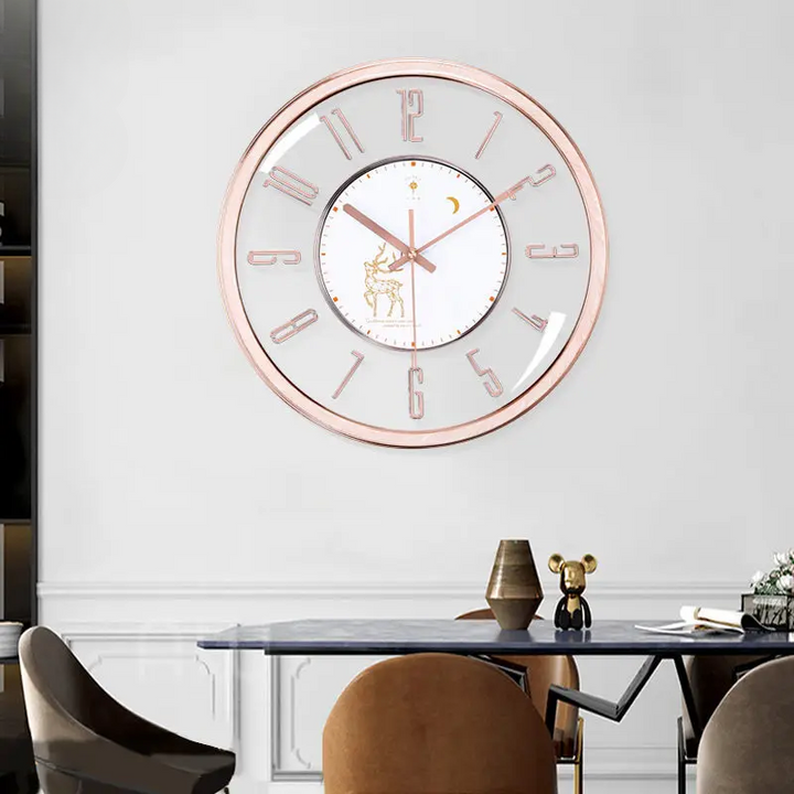 Luksuriøs stille veggklokke – Moderne design med stor urskive for stuen | Skanto
