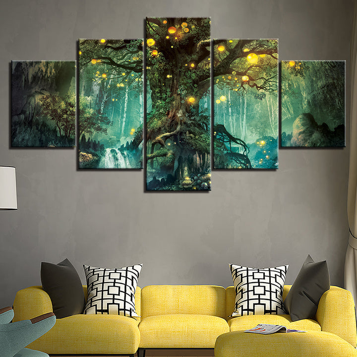 Magic Forest Trunk 5 Stykke - Canvas Veggkunst Maleri