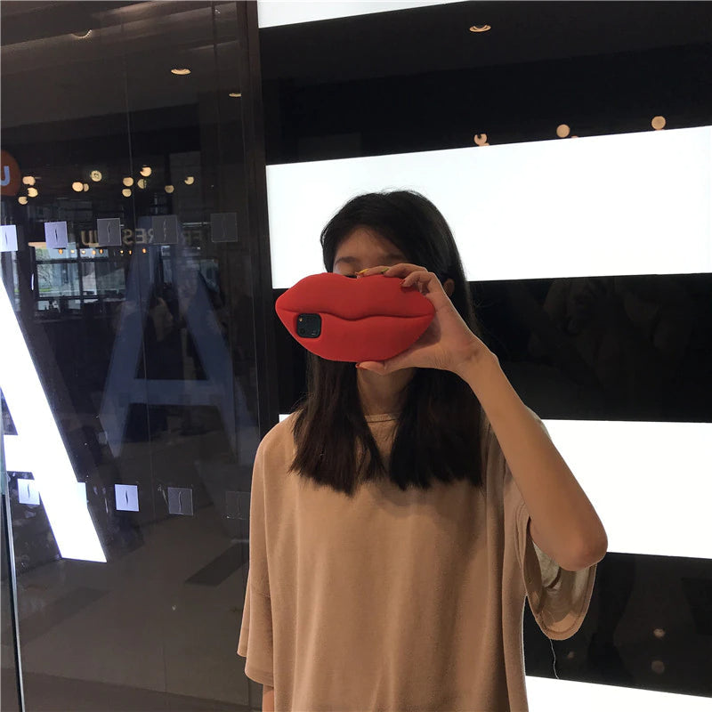 Skanto | 3D Stor Rød Lipp Munn Kyss Myk Silikon Skulder Iphone Deksel