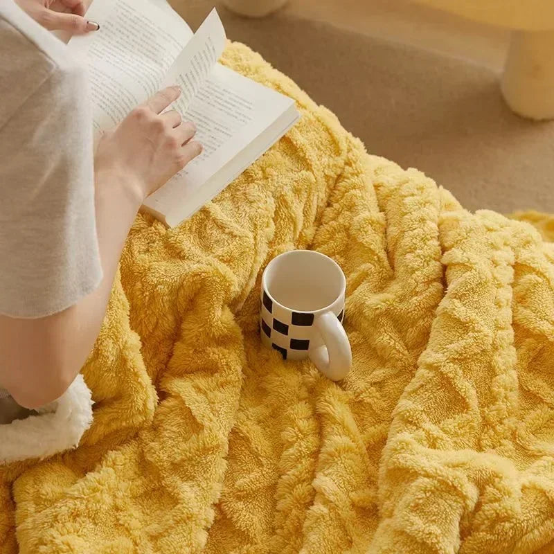 Skanto | Tykk lammeull vinter fleece teppe - LuxyCozy