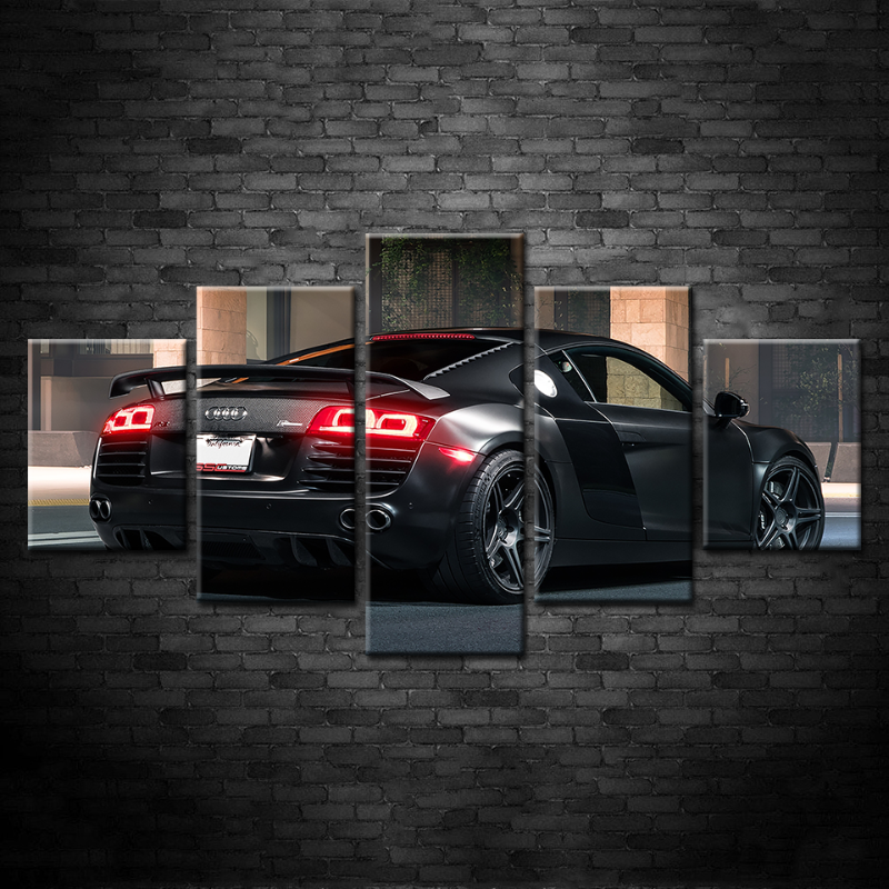5-Piece Black Metallic Car Close-Up Canvas Wall Art Painting | Skanto