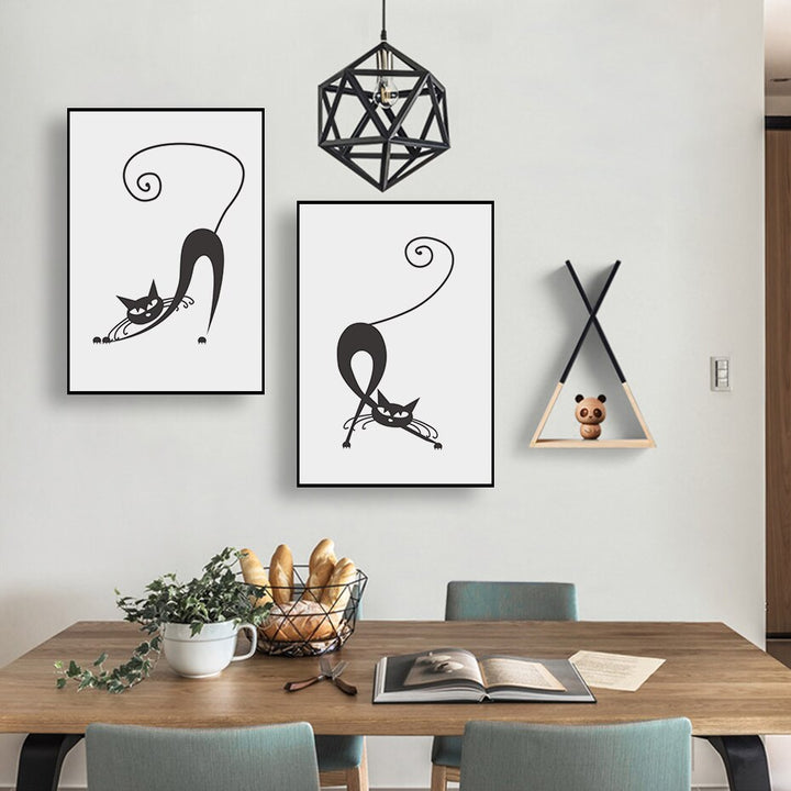 Linje Grafisk Kunst - Lerret Veggkunst Maleri