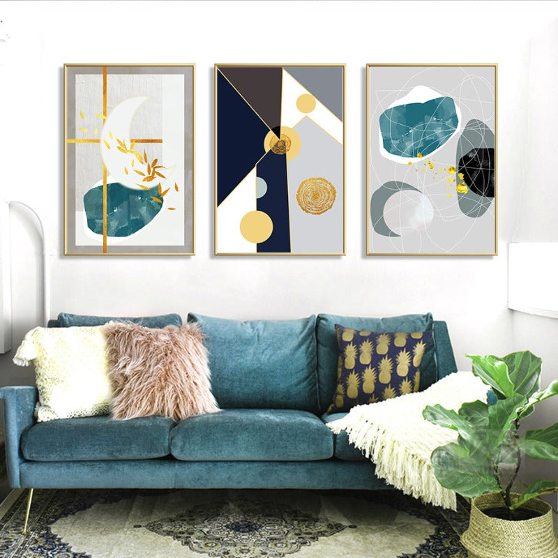 Geometriske Fargerike Design - Lerretsveggkunst Maleri