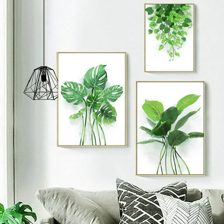 Nordic Green Refresh Minimalistiske Blader - Lerretsbilde