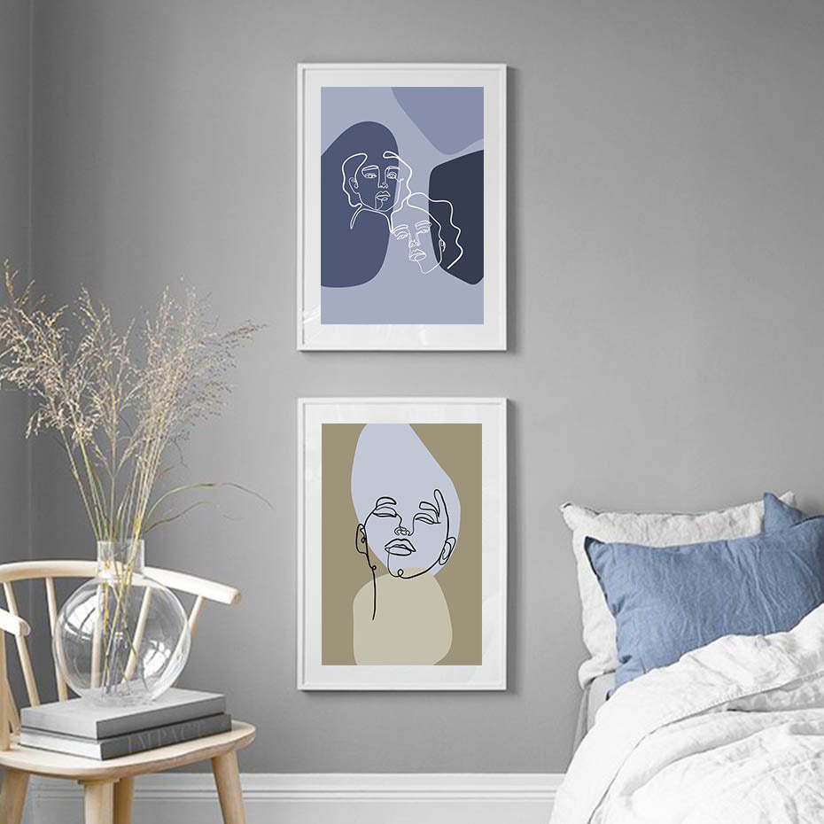 Linje Grafisk Kunst - Lerret Veggkunst Maleri