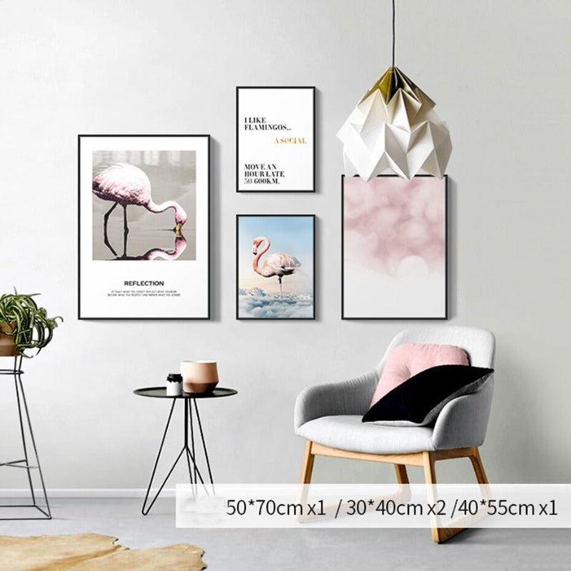 Flamingo I Landskap - Lerretvegkunstmaleri