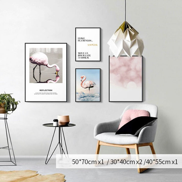 Flamingo I Landskap - Lerretvegkunstmaleri