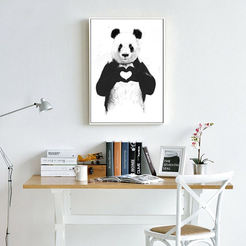 Lustiger Boxen Panda Dyr Banksy - Lerret Veggkunst Maleri