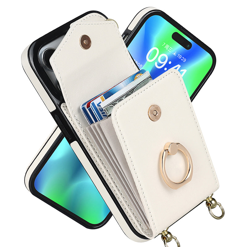 Skanto | Læderlommebok med ring og snor for iPhone