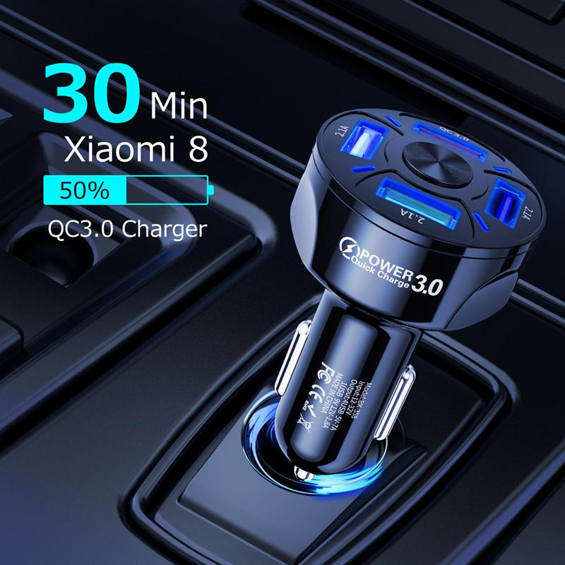 Skanto | 4 porter USB bil lader hurtig lading